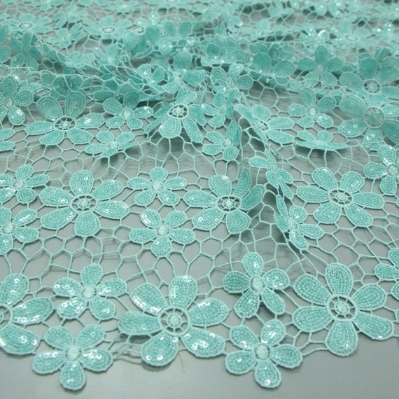 Mint Green Sequin Fabric Lace Fabric Luxury Baroque Bridal