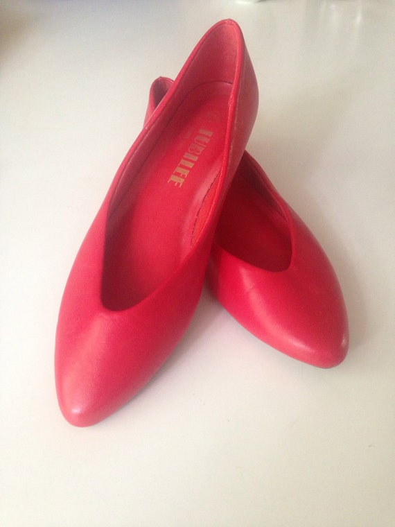 Vintage 80s Red Pointy Flats Women's Size 7.5/8