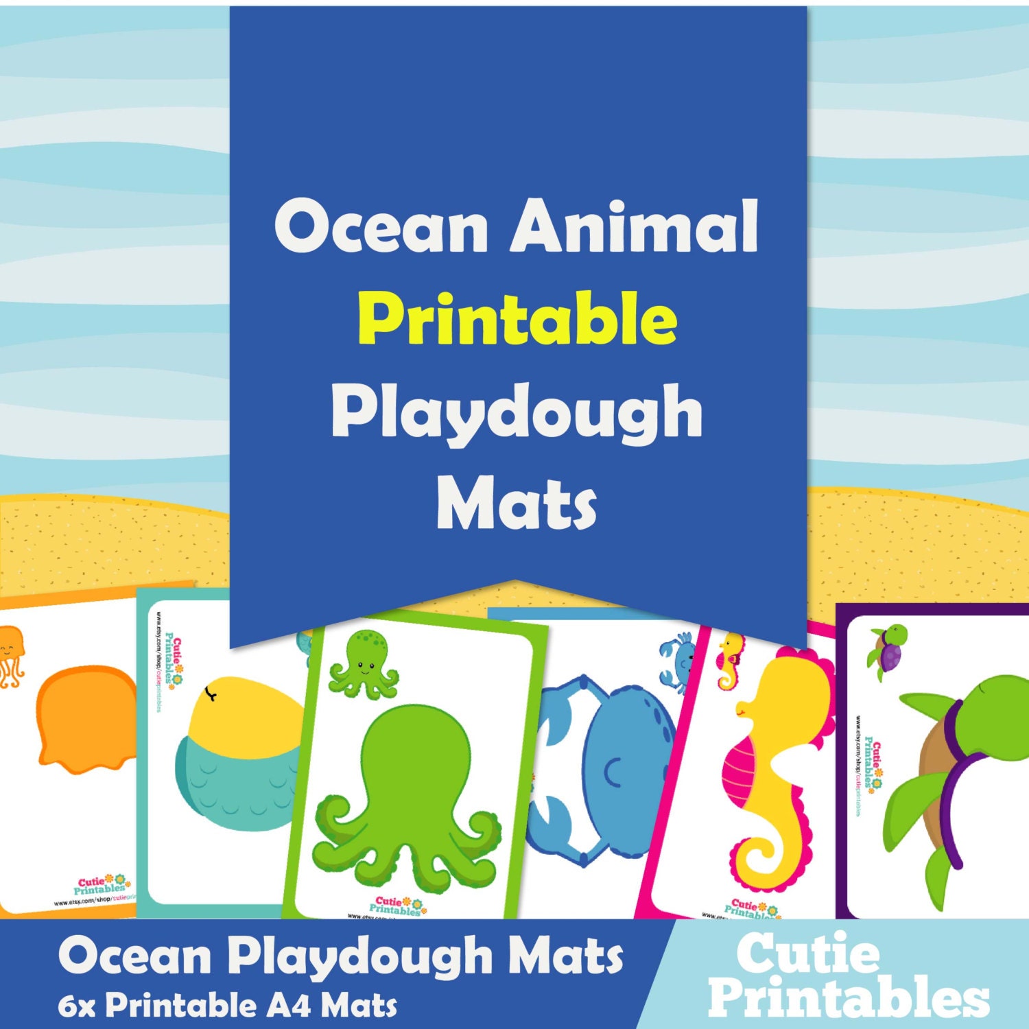 Ocean Animals Playdough Mats