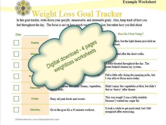 Items similar to Weightloss worksheets! Make losing weight EASY
