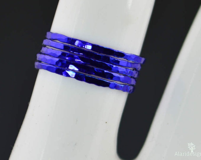 Super Thin Blue Silver Stackable Ring(s),Blue Ring,Stack Rings,Blue Stacking Rings, Blue Jewelry, Thin Blue Ring, Royal Blue, Blue accessory