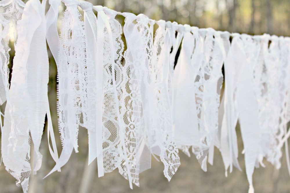 White Lace Garland Lace Bunting Silver Garland Party Decor