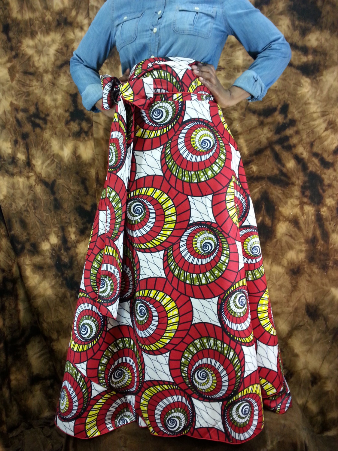 Shop African Wax Print WRAP Skirt High Waist. fits up to size