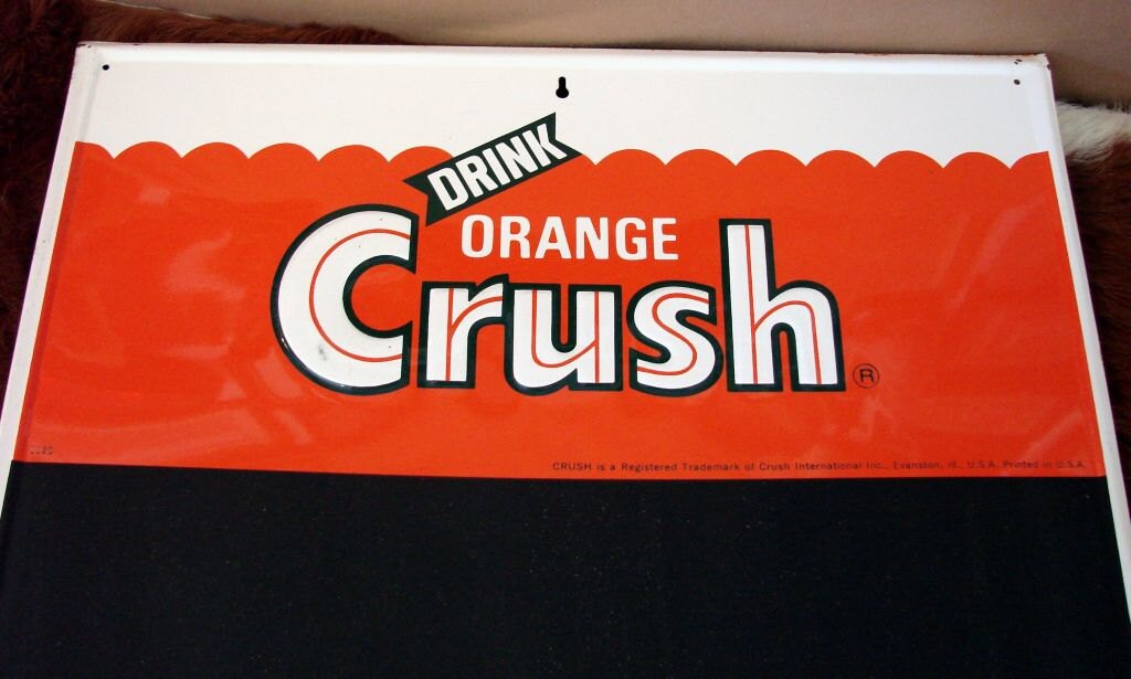 Vintage Orange Crush Tin Sign Vintage Advertising Sign