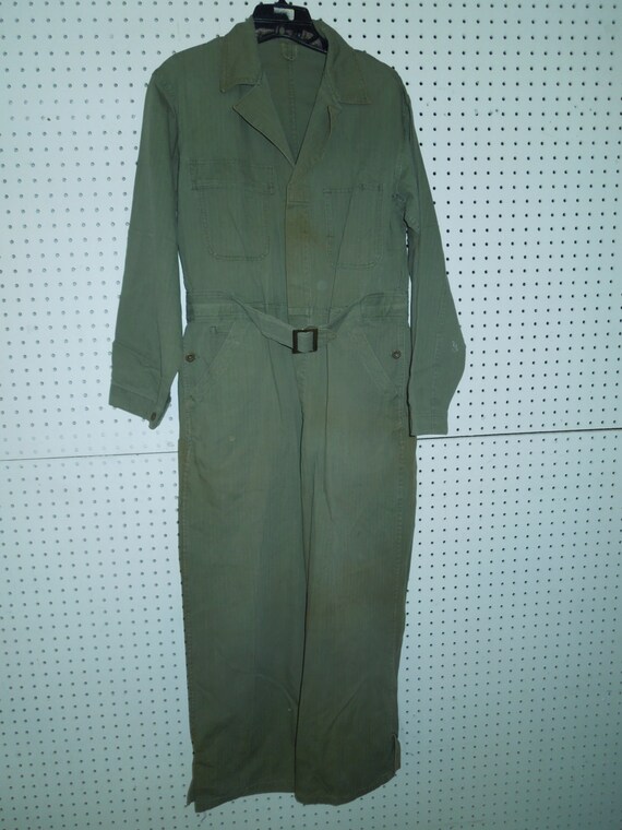 Vintage 50's Mechanic Suit Military Army Coveralls Size 40