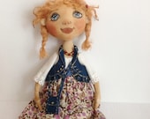 Cloth art doll-Art doll- Cloth doll-OOAK doll-Textile dolls-Collecting doll-Stuffed doll- Fabric doll-Soft doll-Doll-Rag doll-Cotton doll