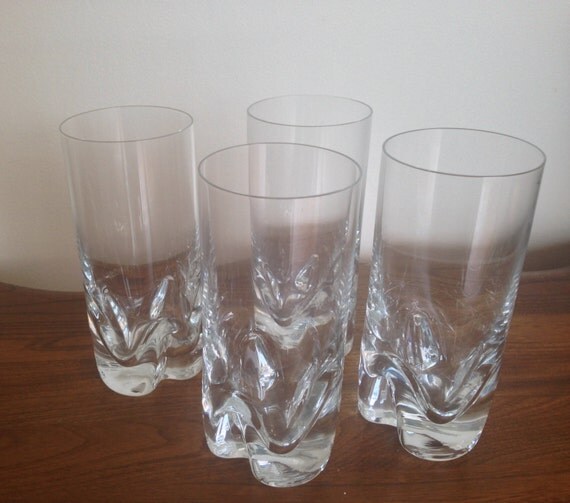 Vintage Krosno Crystal Glass Industries 4 Highball Glasses