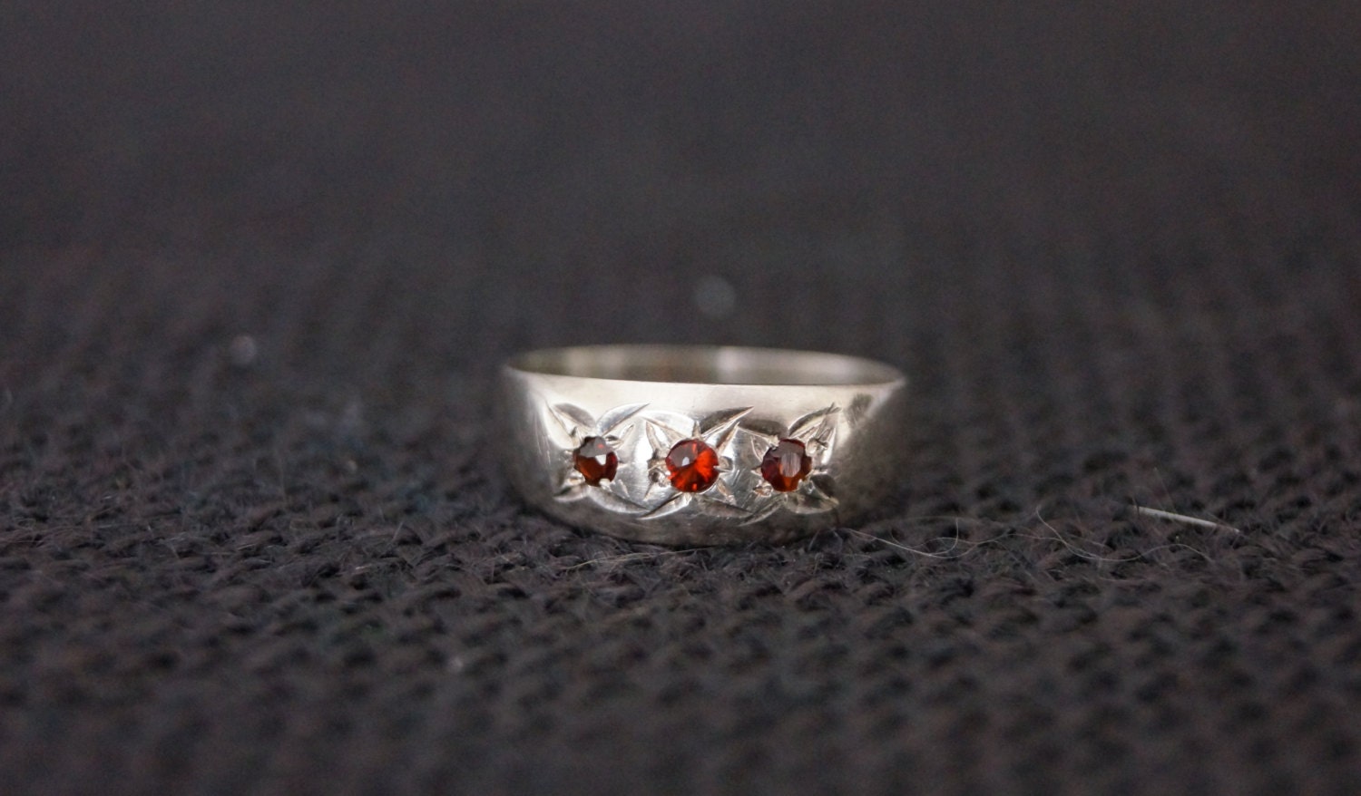 Vintage Sterling Silver Gypsy Ring Vintage Garnet Ring 1811