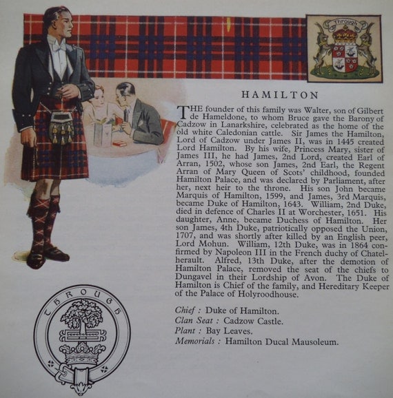 Scottish CLAN TARTAN Clan HAMILTON Family by BeeswingPrints