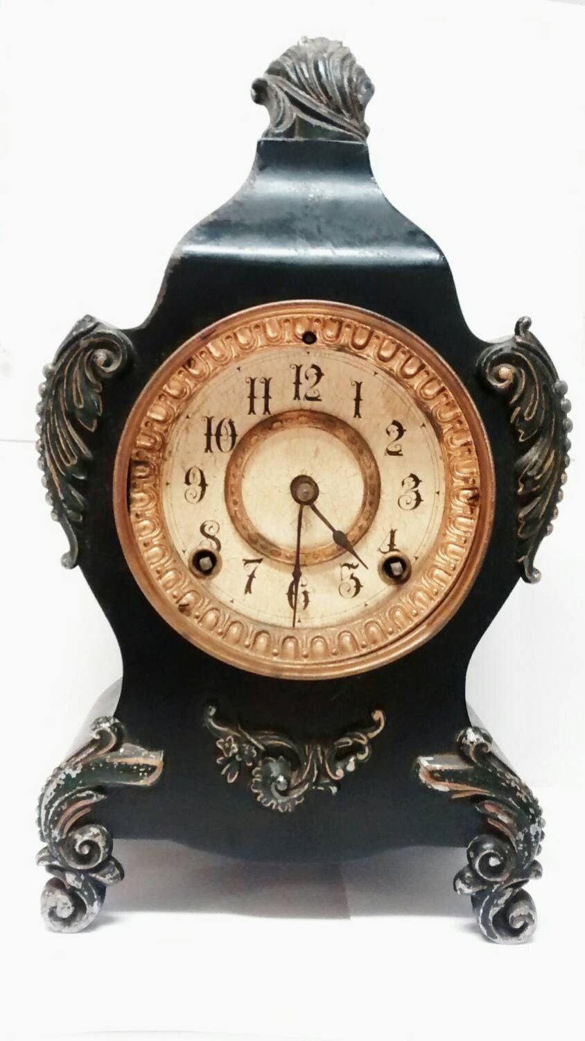 Vintage Ansonia Clock Co. Cast iron mantel by redrummagesales