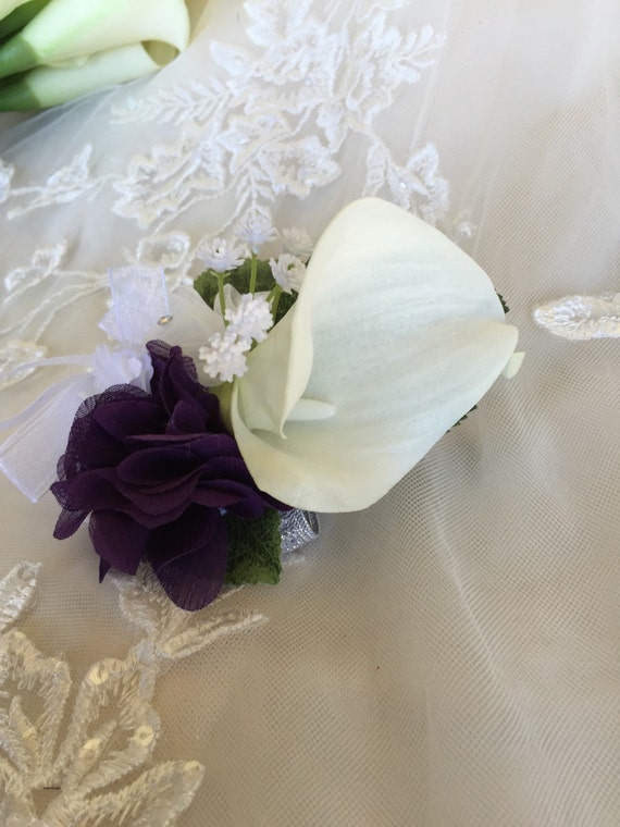 True Touch Calla Lily Corsage Real Touch Calla by MerryMeBouquets