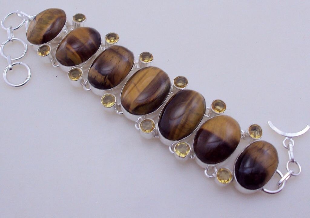 71 gram stunning TIGER EYECITRINE stone .925 sterling
