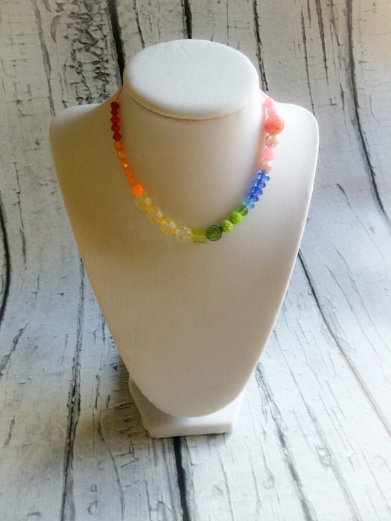 Handmade necklace little girls colorful beads by rubyslittlestore