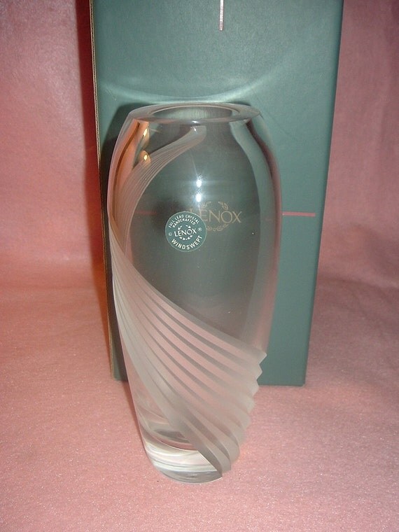 Tall Lenox Full Lead Crystal Windswept 9 Vase by CRCollections
