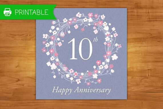 Printable 10th Wedding Anniversary Cards | items similar to printable 10th anniversary card tenth Printable 10th Wedding Anniversary Cards | items similar to printable 10th anniversary card tenth