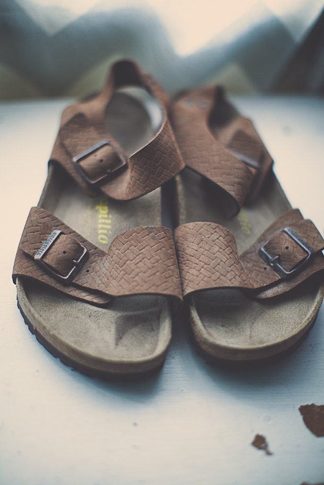 Vintage Birkenstock Papillio Sandals Brown Tan Leather 2