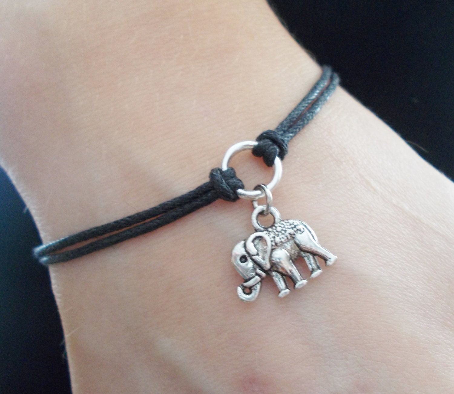 elephant bracelet cord bracelet elephant jewellery silver