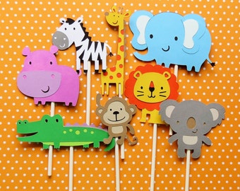 Items similar to Edible Cupcake Toppers - Girl Safari, Jungle, Zoo ...