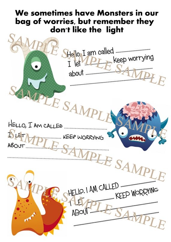 worry monsters direct work with children sheet social