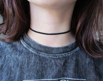 Black, White or Brown Vegan Leather Sueded Tattoo Choker