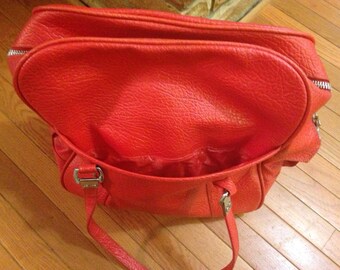 Fire Engine Red Vintage Overnight Bag