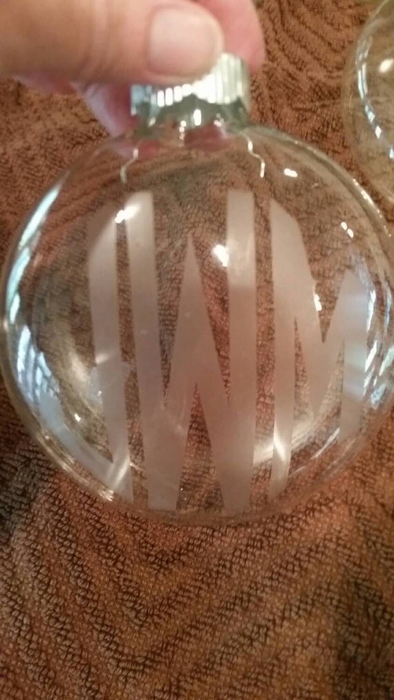 Monogrammed Personalized Etched Glass Ornament by MoodyBleu