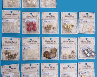 Beads-Buttons-Zipper pulls-Metal frog closures- Cord ends - Assorted designs- Priced to sell - 18 styles- CLEARANCE.