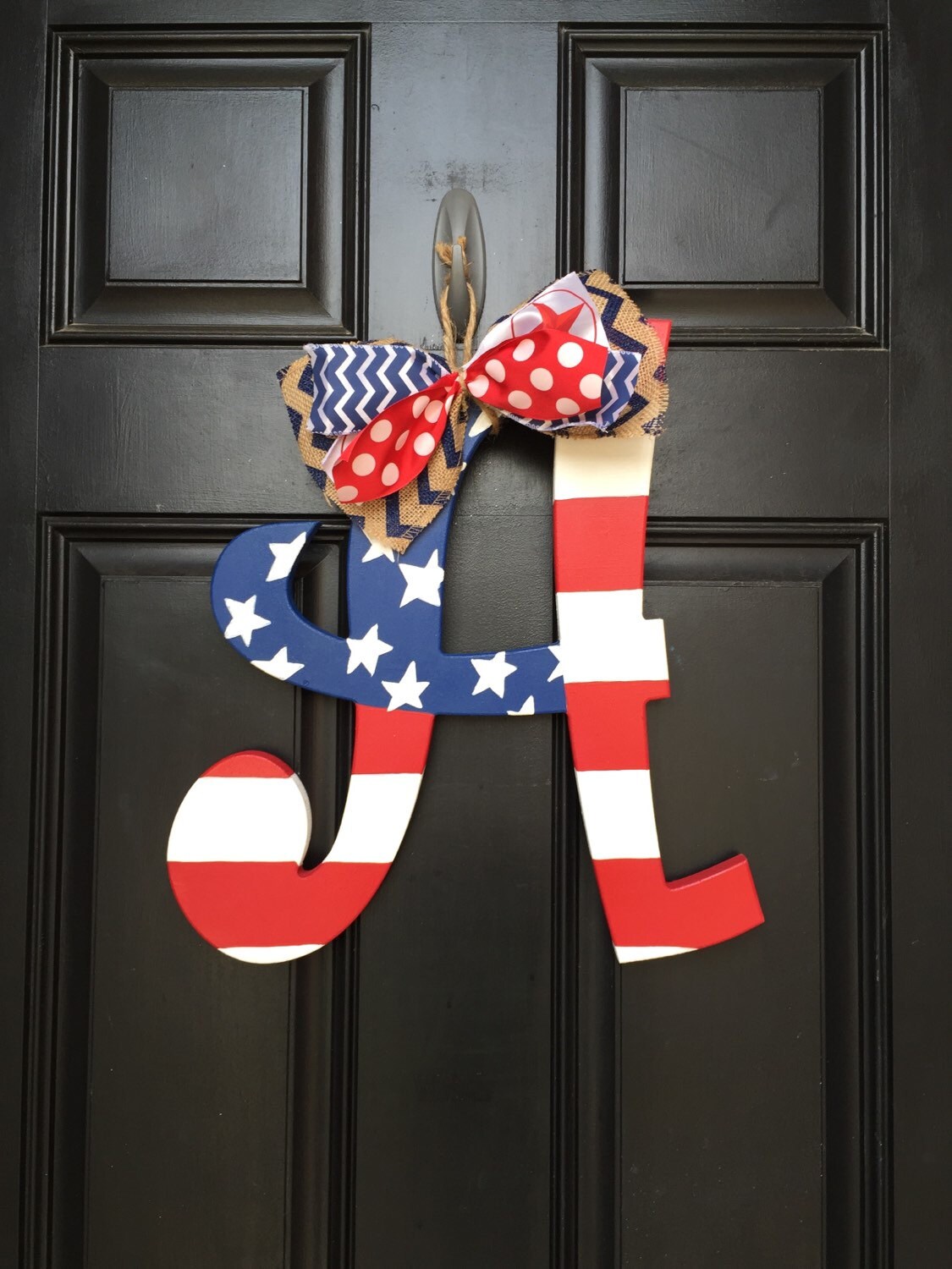 Patriotic American Flag Initial door Hanger