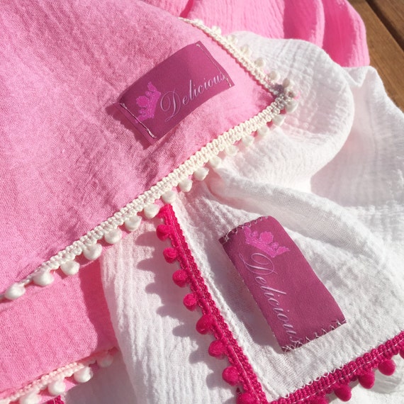 Baby Pom Pom Swaddle Blanket Baby Swaddle by QueenDelicious