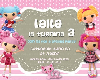 Invitación de la fiesta de cumpleaños de la muñeca lalaloopsy