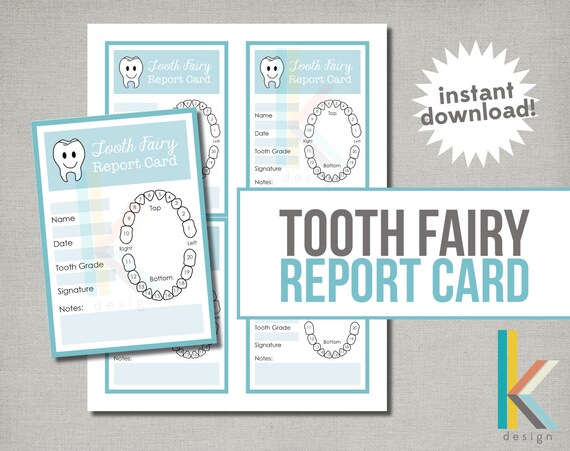 Tooth Fairy Report Card Digital File Instant Download