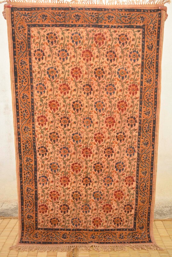 Area rug 3x5 Hand Block Print Cotton Rug Floral by UrbanHutch