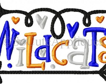 Embroidery design 5x7 Wildcats football, arrow embroidery, embroidery saying, football sister embroidery, socuteappliques, Wildcats applique