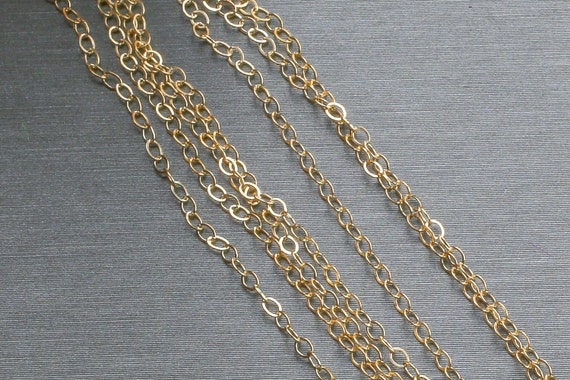 1.3mm Gold-filled Chain by the YARD Flat Chain by beadboat1