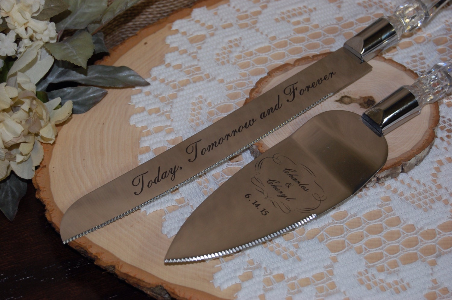 Engraved Cake Server Set Personalized Cake Server for
