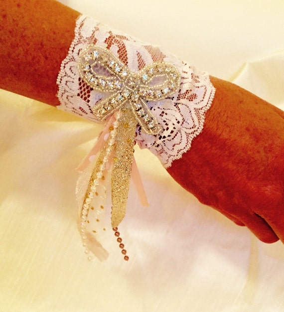 Bridal Wrist Cuff Bracelet Wristlet Maid of by DelicateAndSpecial