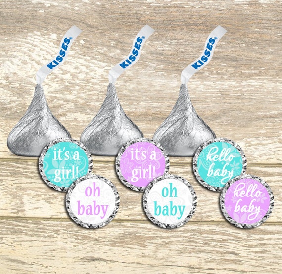 Hershey Kisses Labels Baby Shower Girl Aqua And Lavender