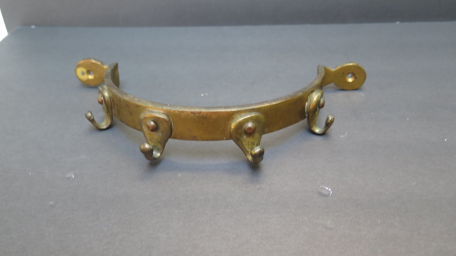 Vintage Brass wall mounted Kitchen rack / Pot Rack / Pot Hooks