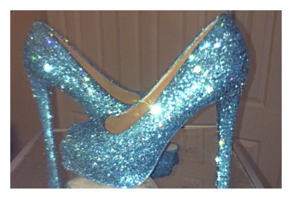 turquoise sparkly heels