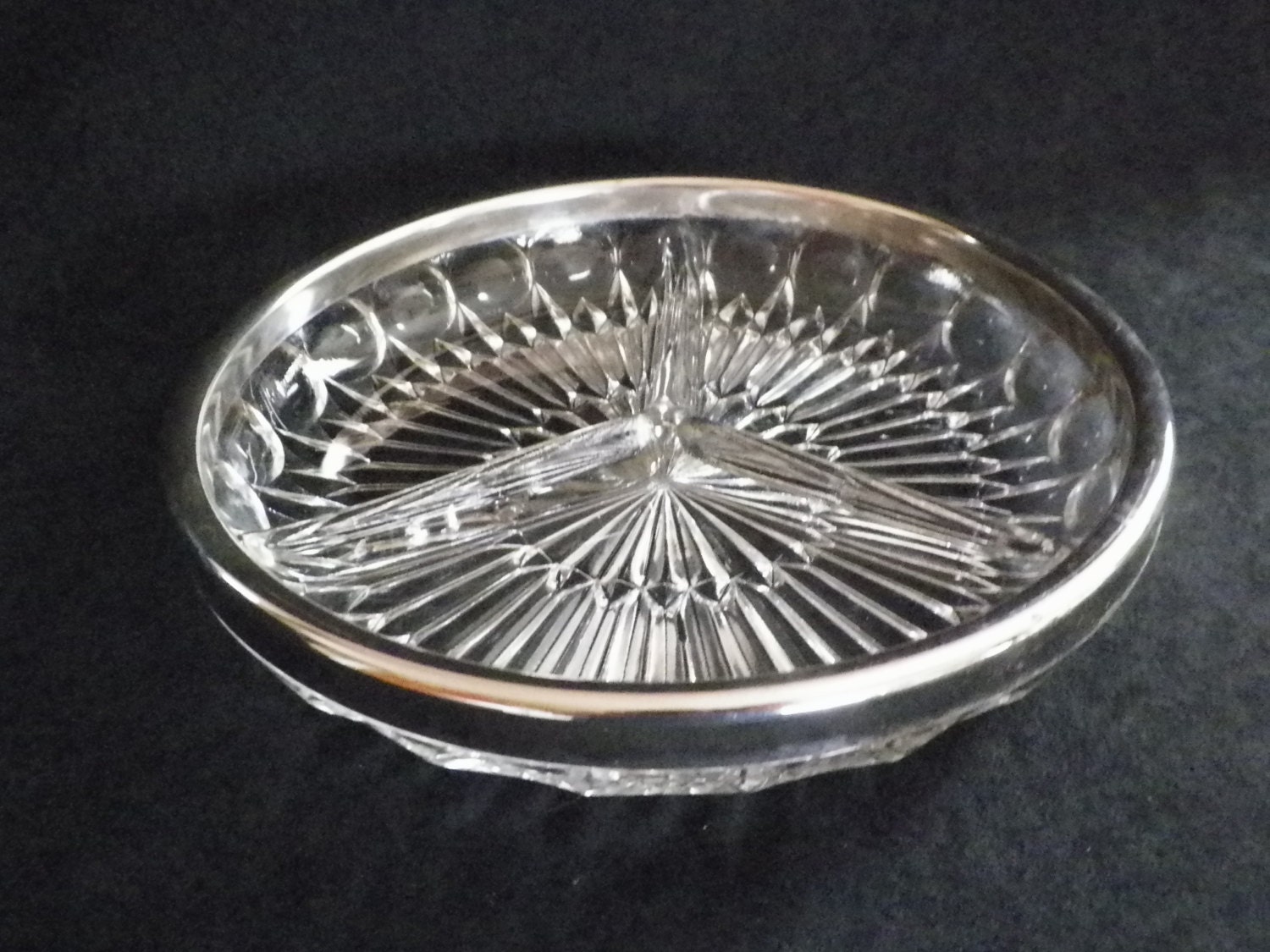 Leonard Crystal Divided Relish Serving Dish With Silver Plated Banded Rim Haute Juice 6006