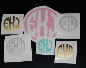 Circle Monogram Custom Decal, Personalized Monogram Sticker
