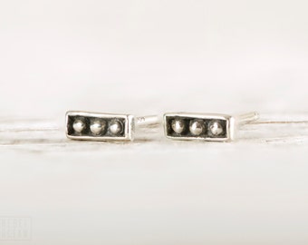 Silver Stud Earrings Sterling Silver Square Earrings Bohemian Jewelry - CST003SS