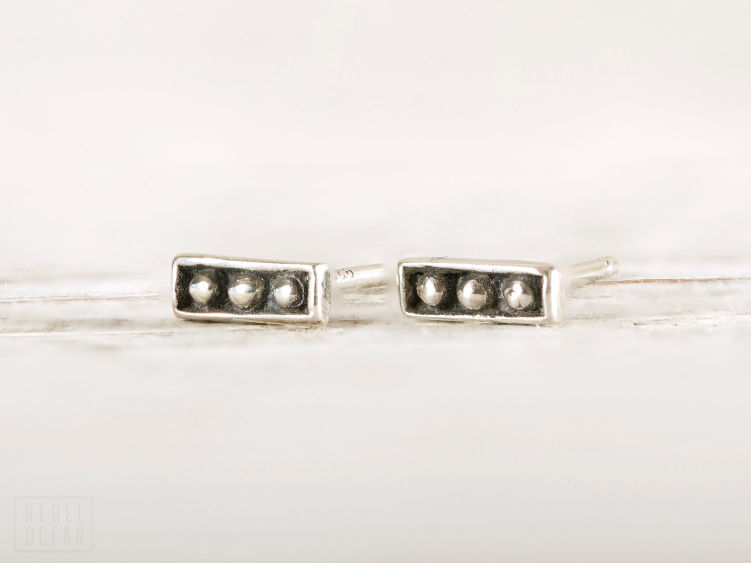 Classic Bezel Sterling Silver Stud Earrings main image 1