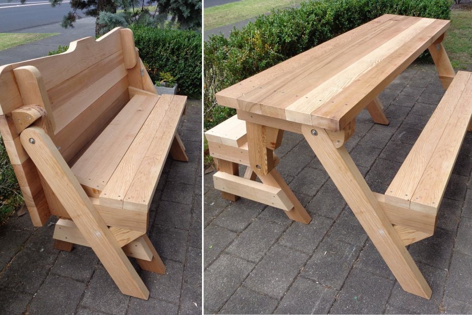 One Piece Folding Bench And Picnic Table Pictures