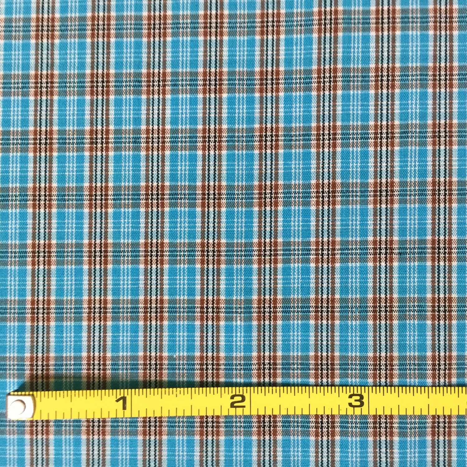 FPC008 Blue and Brown Plaid Cotton Quilting Fabric by SewWhatByMeg