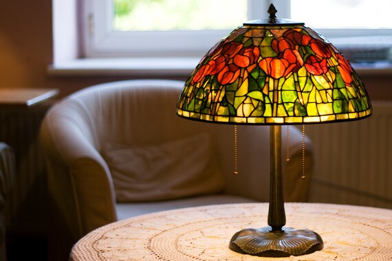 Table Lamp, Home Decor, Decorative Lights, Tulip Lamp, Stained Glass Lamp, Lamp Shade, Desk Lamp, Stained Glass Table Lamp