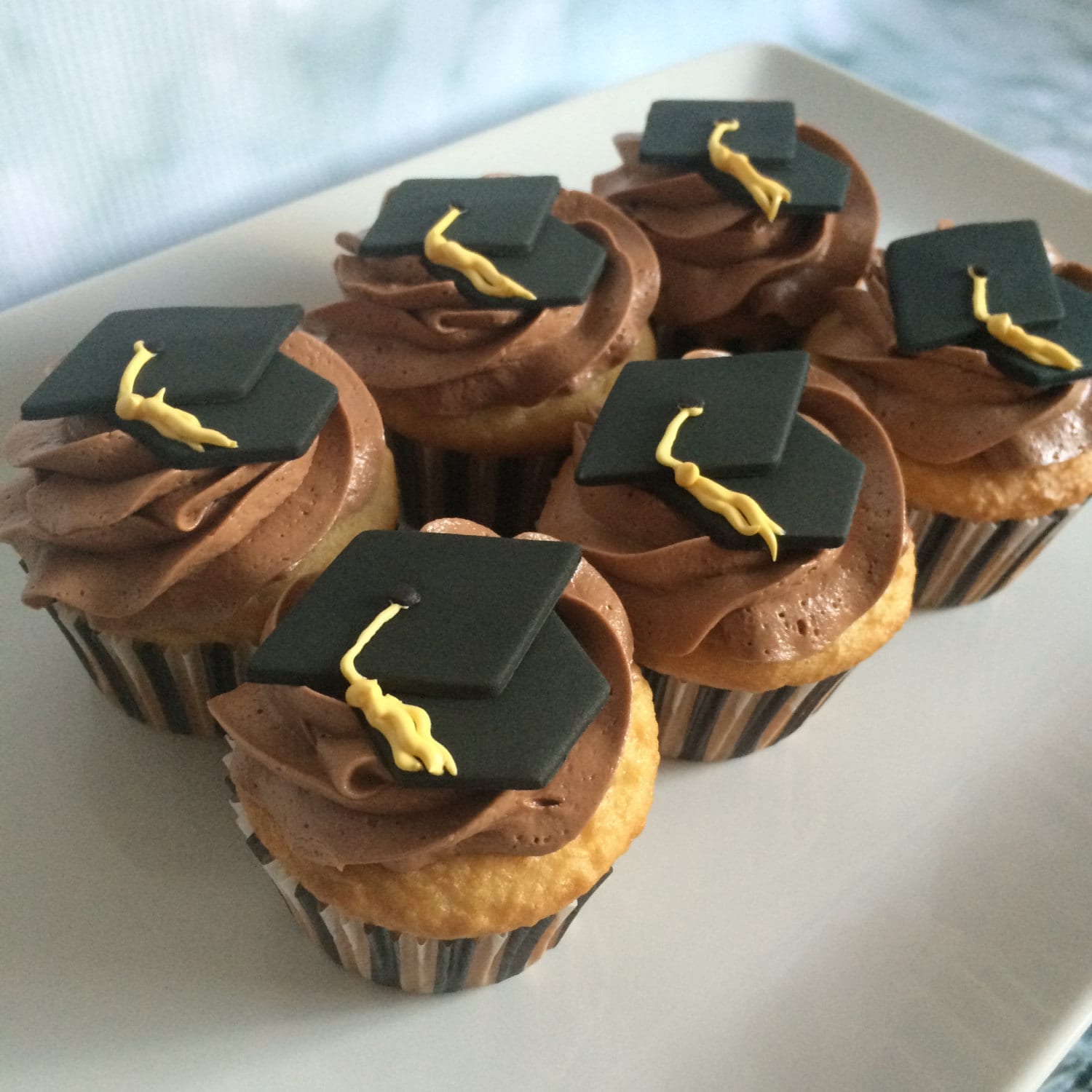 12 Graduation Cap Cupcake Toppers