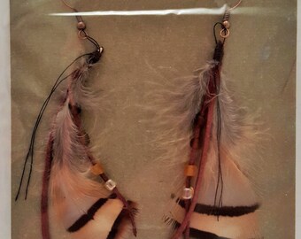 Pheasant chukar feathers with beads