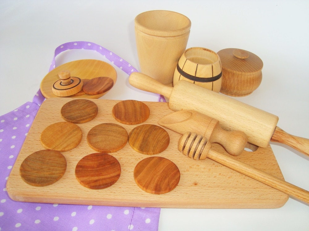 Baking setApron for kids 18ps. Wooden kitchen set