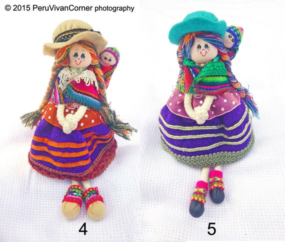 Handmade Peruvian Doll Made of Peruvian Manta and Cloth,Typical